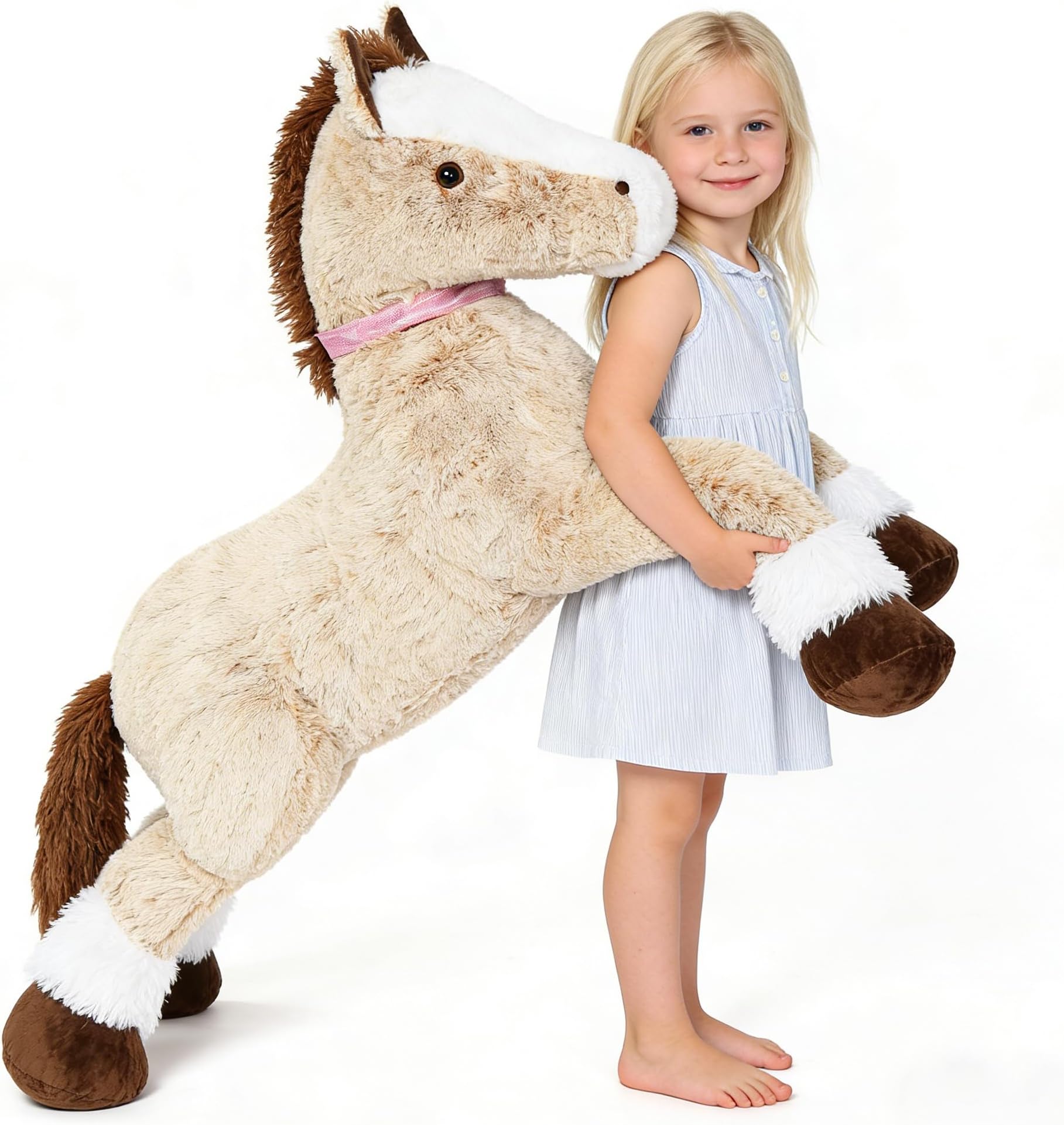 MaoGoLan Giant Horse Stuffed Animal, Large Horse Stuff Plush Toy for Girl Kid Boy, Realistic Stuffed Pony Plush Pillow Gifts for Easter Birthday Party Favor Christmas Decor, 47 inches, Brown