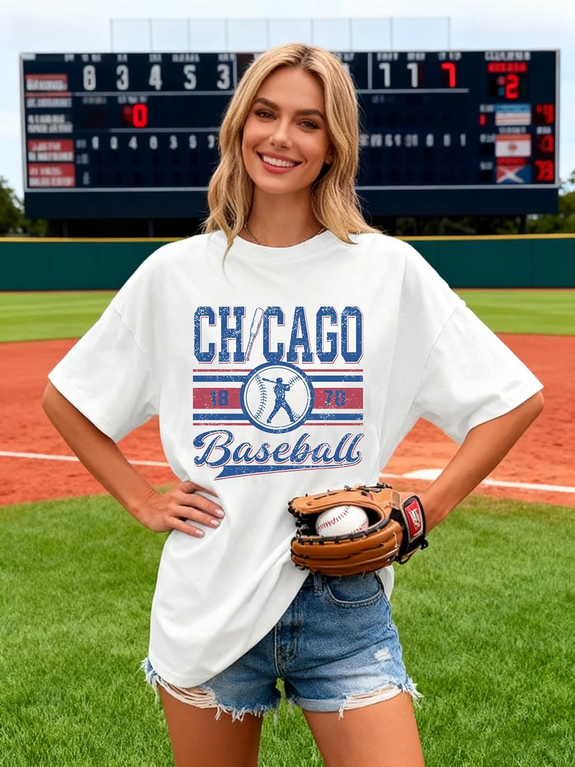 Baseball Shirts Women Oversized Graphic Tshirts for Women Sports Fans Softball Season Short Sleeve Tee - Image 2