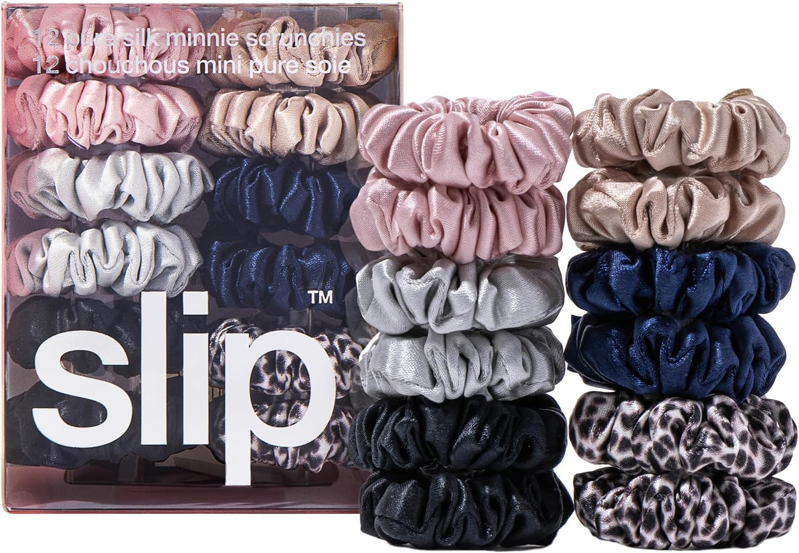 slip Minnie Scrunchies Classic | Pure Silk Scrunchies Set | 100% Mulberry Silk, Anti-Crease, Gentle on Hair, Reduces Breakage | Set of 6 Mini Classic Colors