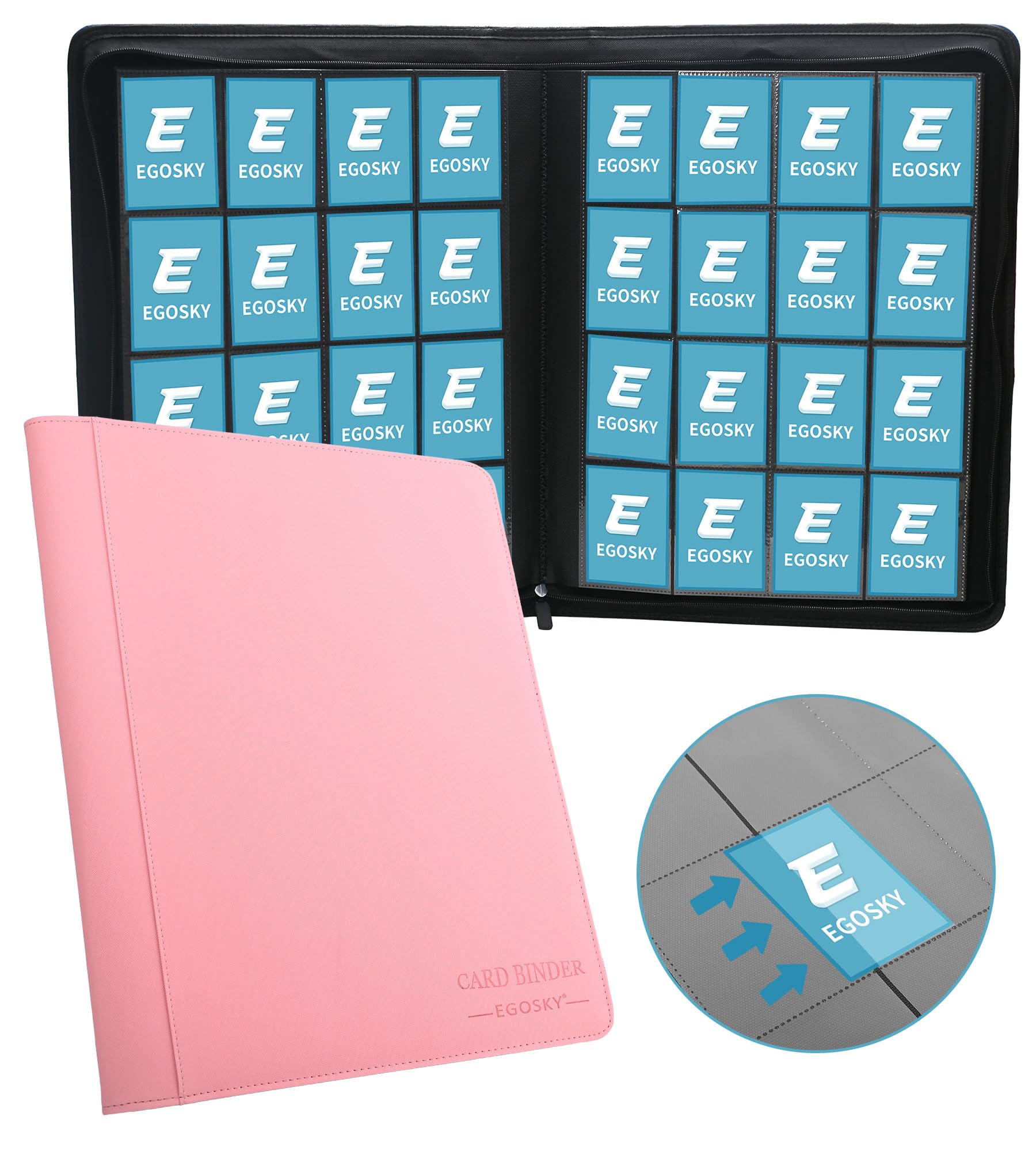 EGOSKY Segregator na karty kolekcjonerskie 1000 kieszeni, 16 kieszeni, boczne etui na karty, album na karty sportowe, wizytówki do gier