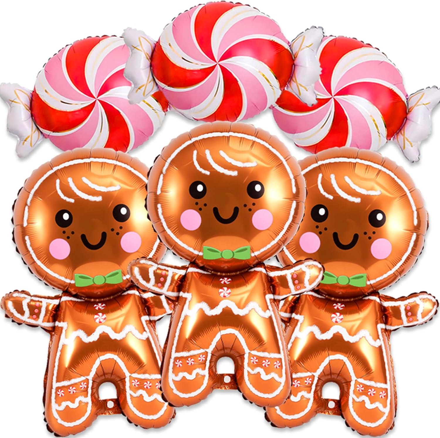 Gingerbread Man Balloon Red Pink Candy Balloons Set Christmas Candy Gingerbread Balloons for Christmas Ginger Bread Party Decorations