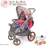 509 Crew Daisy Doll Pram - Fits Dolls up to 18", Large Retractabel Canopy, Storage Basket & Bassinet, Pretend Play for Kids Ages 3+ (Melange Flora: Doll Stroller - Duo Twin)