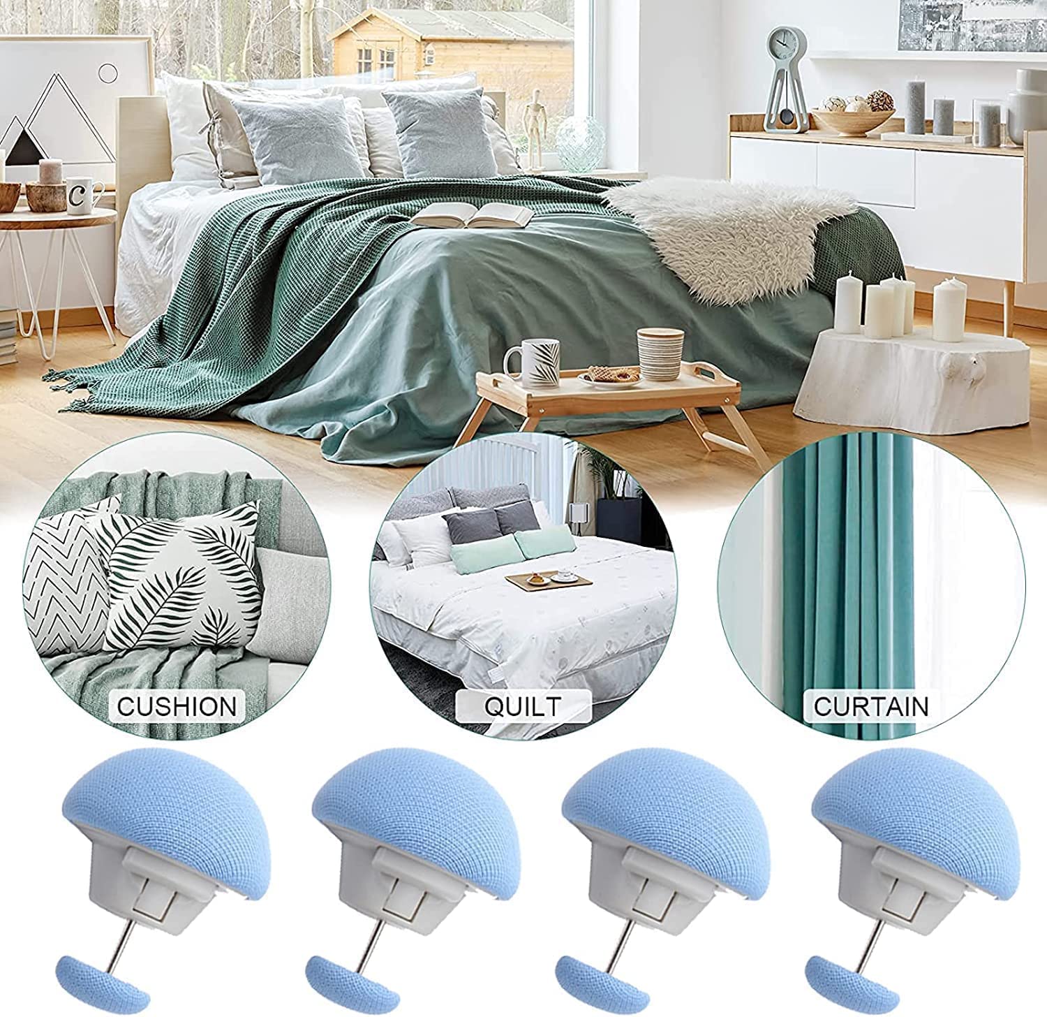 Mushroom-Shaped Duvet Clips 10 Pcs (Multicolour) | Non-Slip, Unbreakable Quilt Holder & Fasteners | Rust-Proof Duvet Cover Fixtures for Comforters (10-Pic) 2