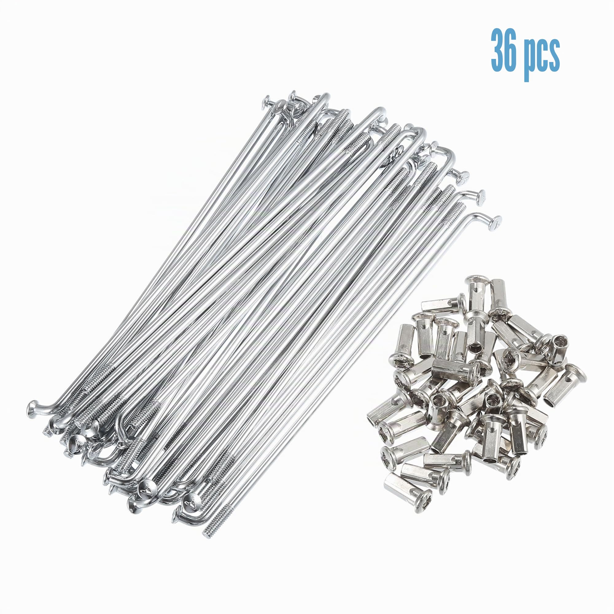 sourcing map Rayons De Roue De Moto avec Écrous Argent 36pcs 4mm 170mm | Argent, Avec Mamelons, Pour Reconstruction De Roue, Résistant, Anti-Impact, Améliore La Capacité De Charge Oscillante