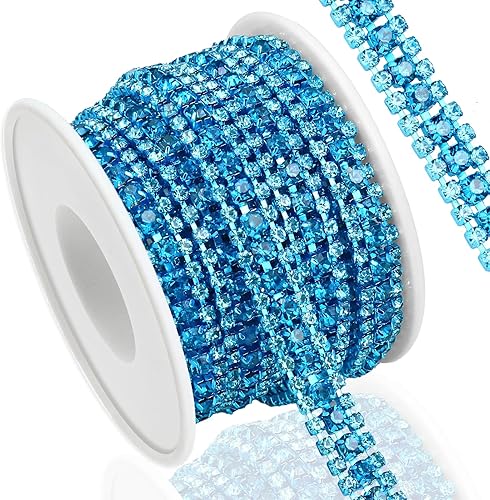 Miniatura 24 de Cadena de diamantes de imitación de 3 yardas con 3 filas para manualidades, cadena de cierre de diamantes de imitación plateada para hacer joyas