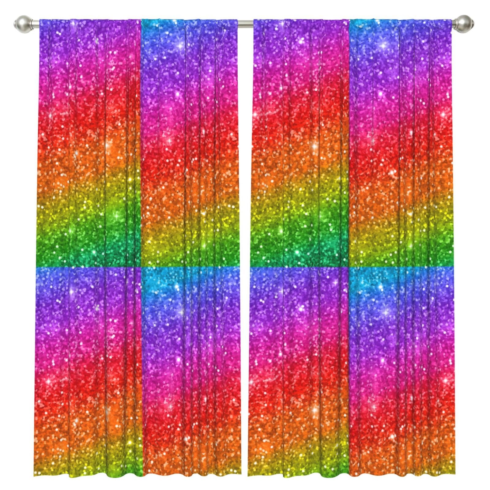 InOmak Colorful Glitter, 2 Panels Window Curtains 52 x 84 Inch Blackout Curtains for Living Room Bedroom