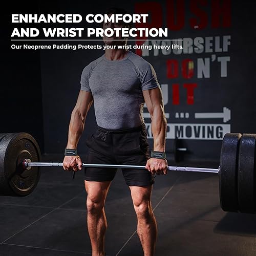 Miniatura 5 de Lifting Straps for Weightlifting, Bodybuilding, Powerlifting, Strength Training, & Deadlifts - Padded Neoprene 21 inch Cotton Lifting Wrist Straps,
