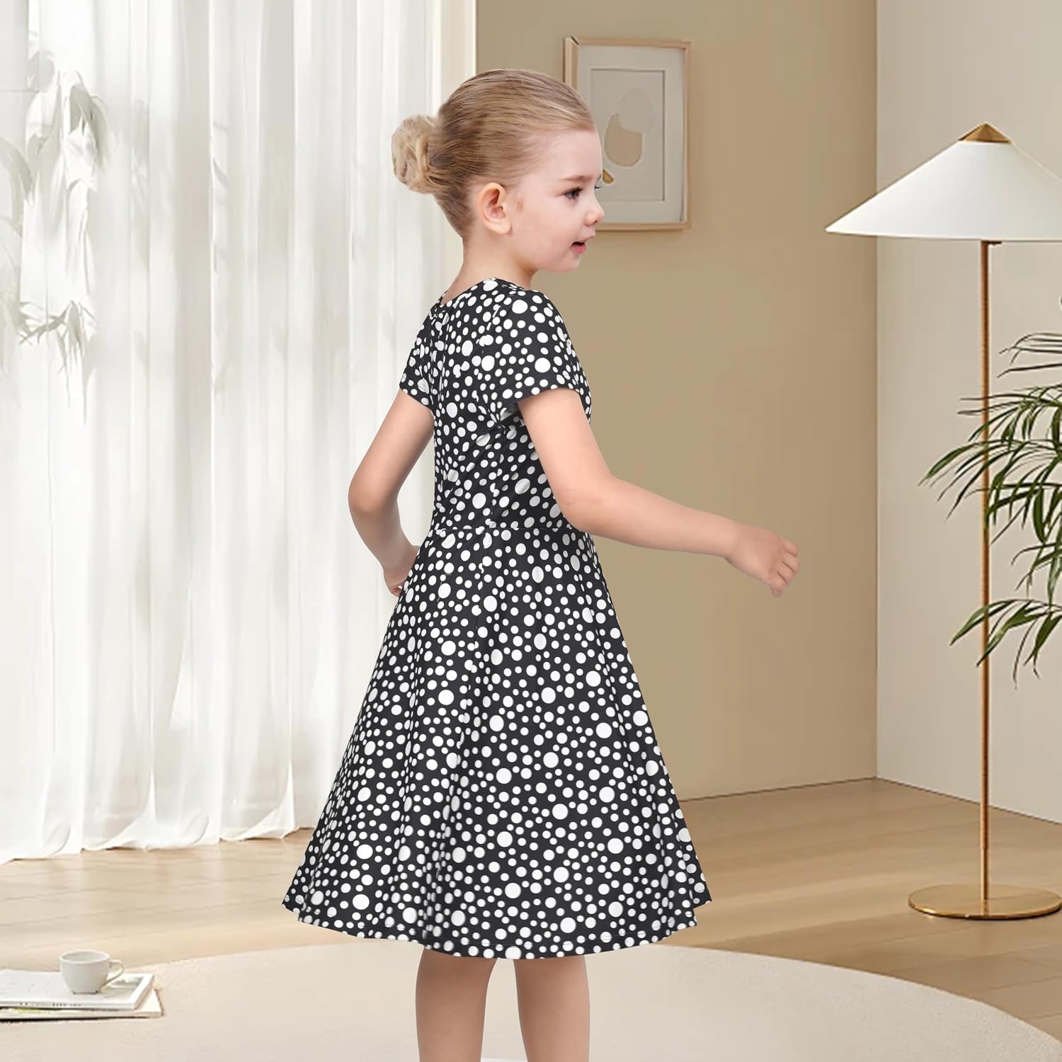 Sunny Fashion Girls Dress Short Sleeve Casual Summer Sundress