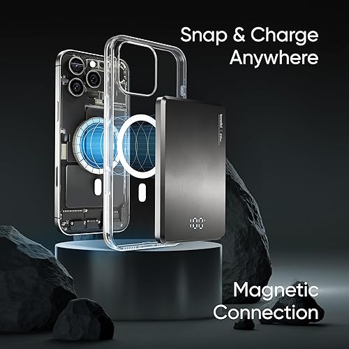 Miniatura 4 de Banco de energía magnético ultradelgado, cargador portátil inalámbrico de aluminio, batería USB-C de carga rápida para iPhone 15/14/13/12 y MagSafe,