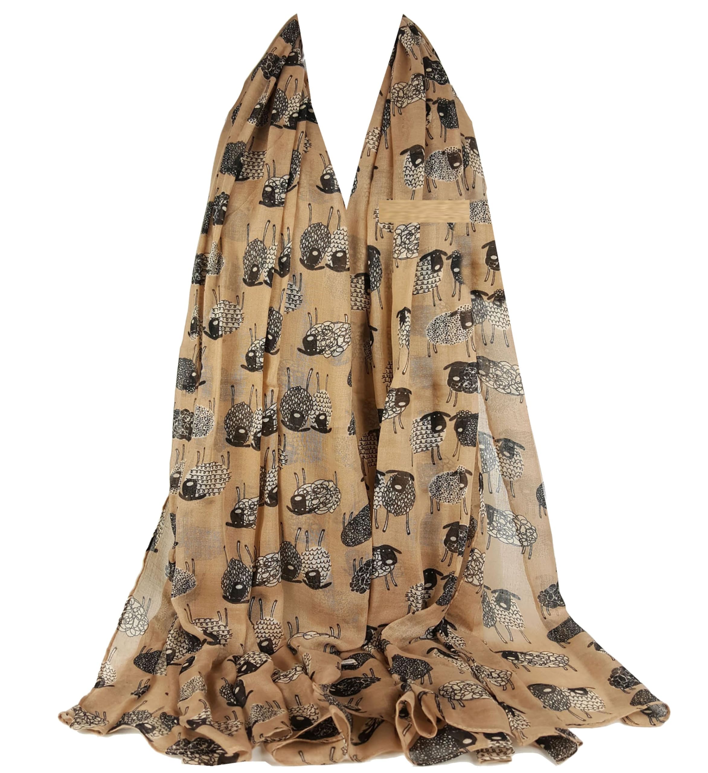 GFM® Sheep Print Scarf - Brown - (SH-88-HLKEK), SH-88-HLKEK-Brown, L