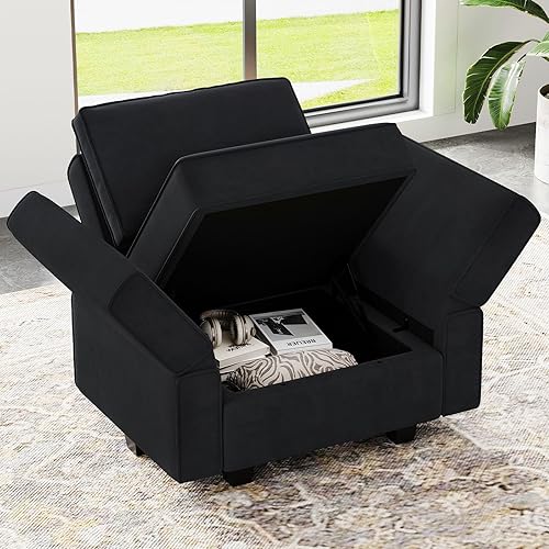 Miniatura 171 de Belffin Sofá modular Módulo medio con almacenamiento Accent Silla sin brazos para sofá modular seccional terciopelo gris Gris,Negro -,Azul,Verde