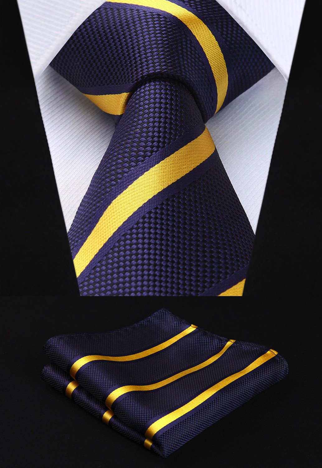 HISDERN Zestaw 5 sztuk klasycznego, formalnego, eleganckiego męskiego jedwabnego krawata z poszetką, T5-14, Rozmiar uniwersalny