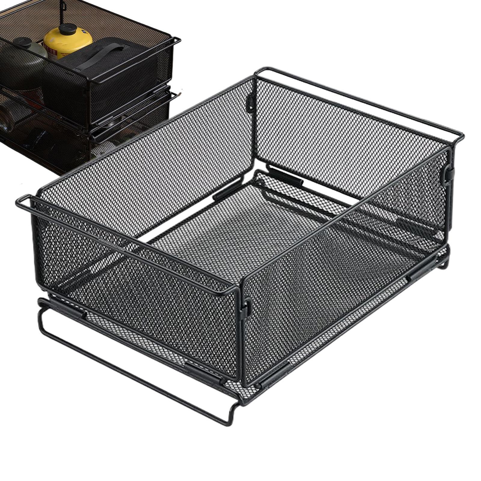 Cesta de Alambre Negra Almacenamiento de Cestas de Alambre Plegables y | Suministros de Cocina y Camping