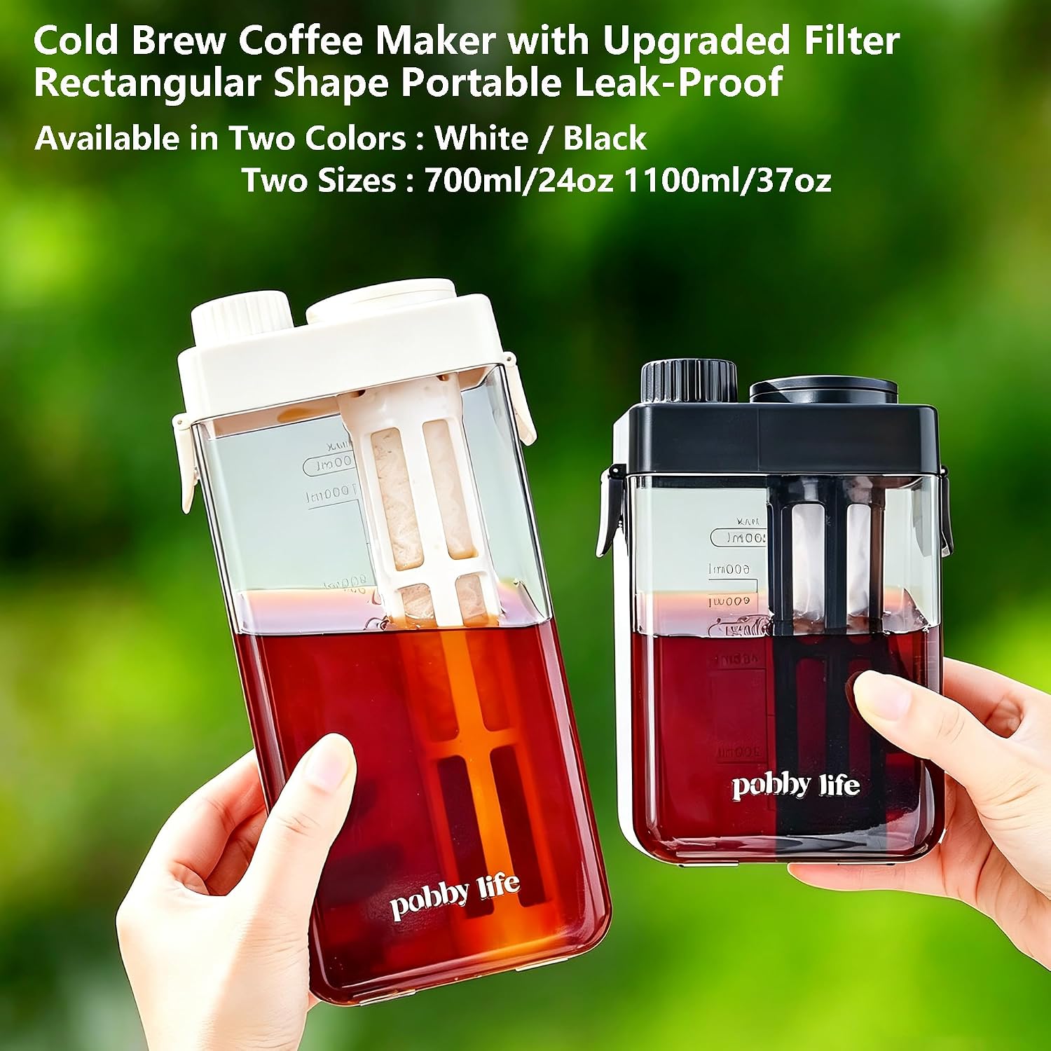 Cold Brew Coffee Maker with Upgraded Filter Rectangular Shape Portable Leak-Proof