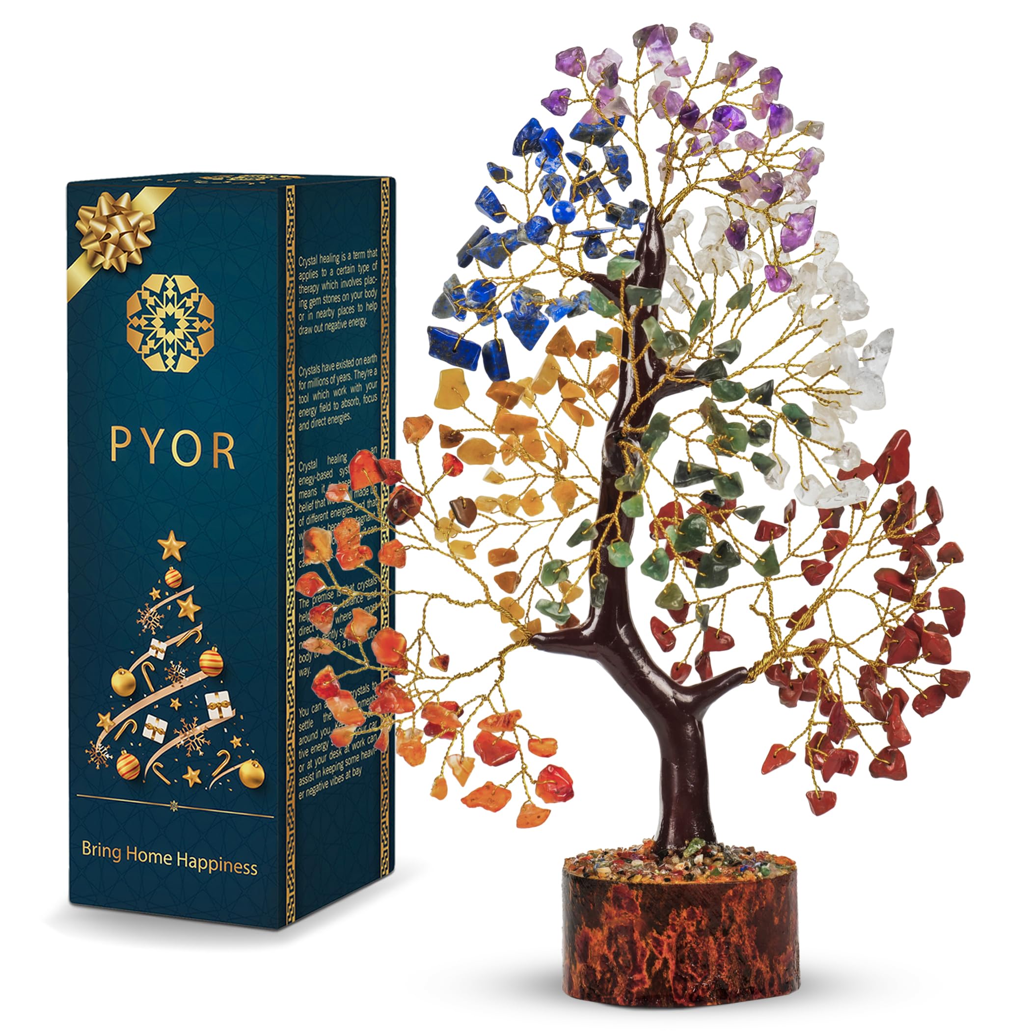 PYOR 7 Chakra Tree of Life, Crystals, Gifts for Women, Crystal Tree, Money Tree, Crystals and Healing Stones, Birthday Gifts for Women, Home Decor, Office Decor, Crystal Tree for Positive Energy