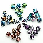 Poludie 5 Sets DND Dice Polyhedral Dice Set (35pcs) with 1 Large Leather Bag, D&D Die Set for Dungeons and Dragons, RPG Table Games (5Sets/35Pcs Double-Color)