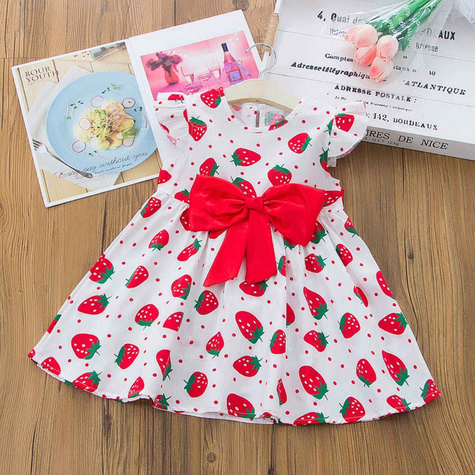 open lace back dress Baby Girl Summer Sequined Strawberry Princess Dress  marryshe