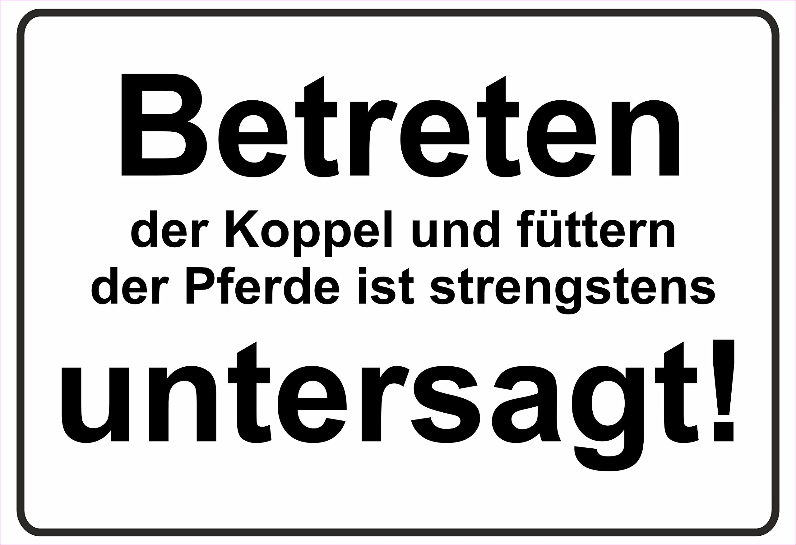 Verbotsschild 'Betreten Der Koppel Und Füttern Der Pferde Verboten' – Wetterfest, 29,5x21 Cm