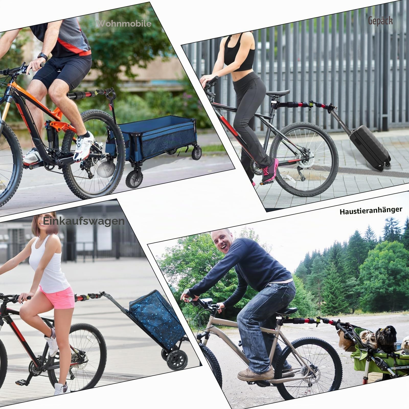 Fahrradanhänger-Kupplung, Fahrradanhänger-Verbinder für tragbaren Faltwagen, zusammenklappbarer Wagen, Stahl-Gartenwagen, Wagen für Lebensmittel, Sport, Garten, Einkaufen, Camping, 27-32mm