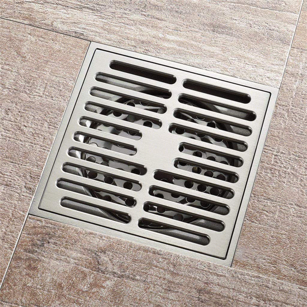 sumidero de Suelo, Drenaje de Piso-Drenaje Ducha Cuadrado,Escurridor con inserción Azulejos baño Cubierta colador extraíble,Acabado Cromado,Diseño antiobstrucción