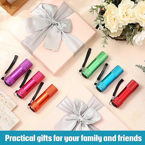 Miniatura 7 de VIHOSE 12 mini linternas a granel, linterna de mano de aluminio brillante con cordón, linterna LED pequeña para emergencia, huracán, niños, lectura