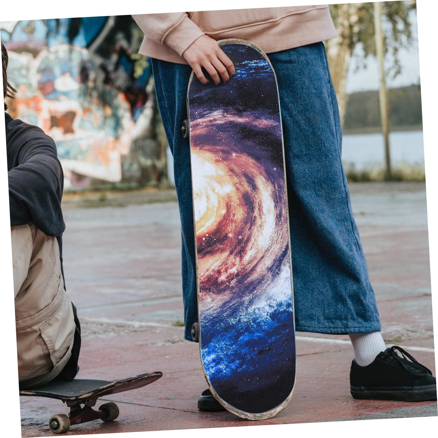 ibasenice 2 Stück Skateboard Sandpapier Grip Tape Wasserdichtes Rutschfestes Zubehör für Skateboards und Scooter zum Schutz Dekoration Selbstklebend Langlebig für Skateboarder