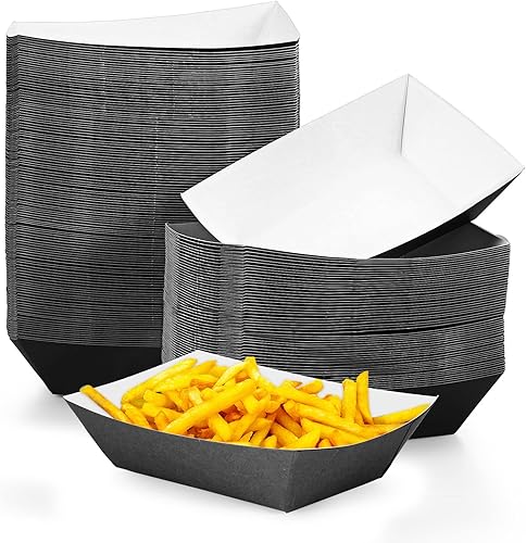 Yinkin 100 bandejas de papel de 0.25 libras, bandejas desechables para nachos, bandejas de papel kraft para tacos, concesión, Halloween, suministros