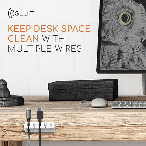 Miniatura 8 de GLUIT Organizador de cables adhesivo de escritorio, soportes versátiles para cables, clips de alambre y soporte para cables, organizador de cables