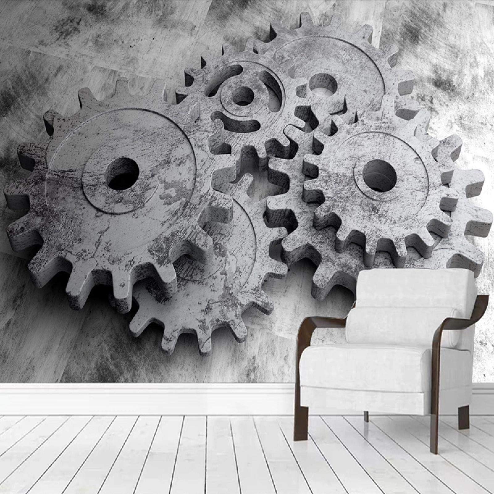 HGFHGD Engranaje mecánico de relieve tridimensional 3D papel tapiz mural grande para sala de estar bar restaurante cartel decoración pintura de pared
