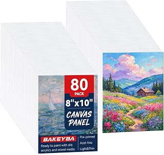 Canvas Boards 80 Pcs 8x10 Inch Small Painting Canvas Panels 100% Cotton | White Blank Art Supplies for Acrylics Oil Watercolor Tempera Paints