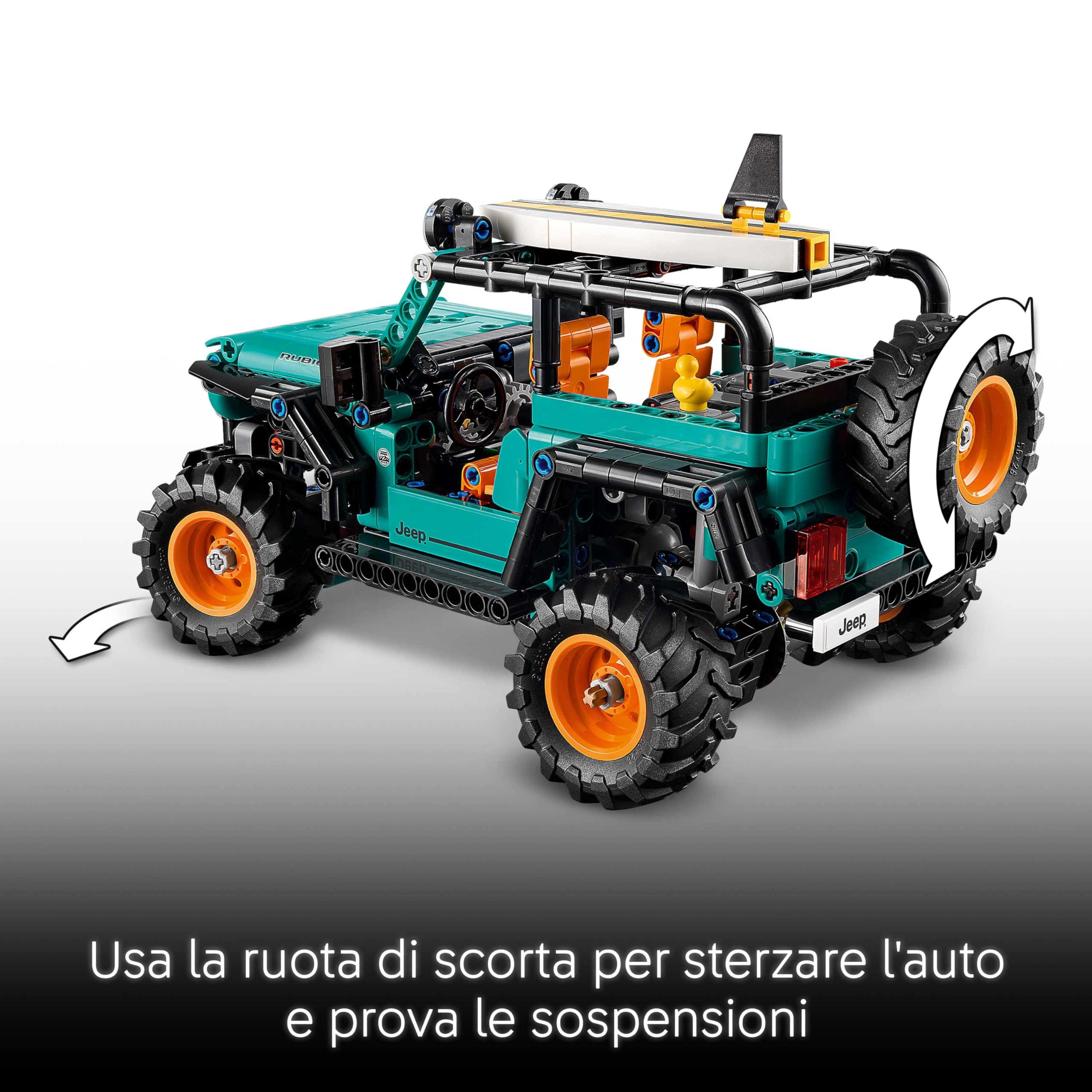 LEGO Technic SUV Jeep Wrangler Rubicon Giocattolo - Modello di Macchina Fuoristrada con Motore V6, Sterzo e Sospensioni - Idea Regalo STEM di Compleanno per Ragazzi da 10 Anni in su - 42227