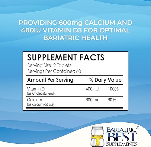 Miniatura 4 de Citrato de calcio bariátrico con vitamina D3, los mejores suplementos para cirugía postbariátrica, fórmula fácilmente disolvible para una absorción