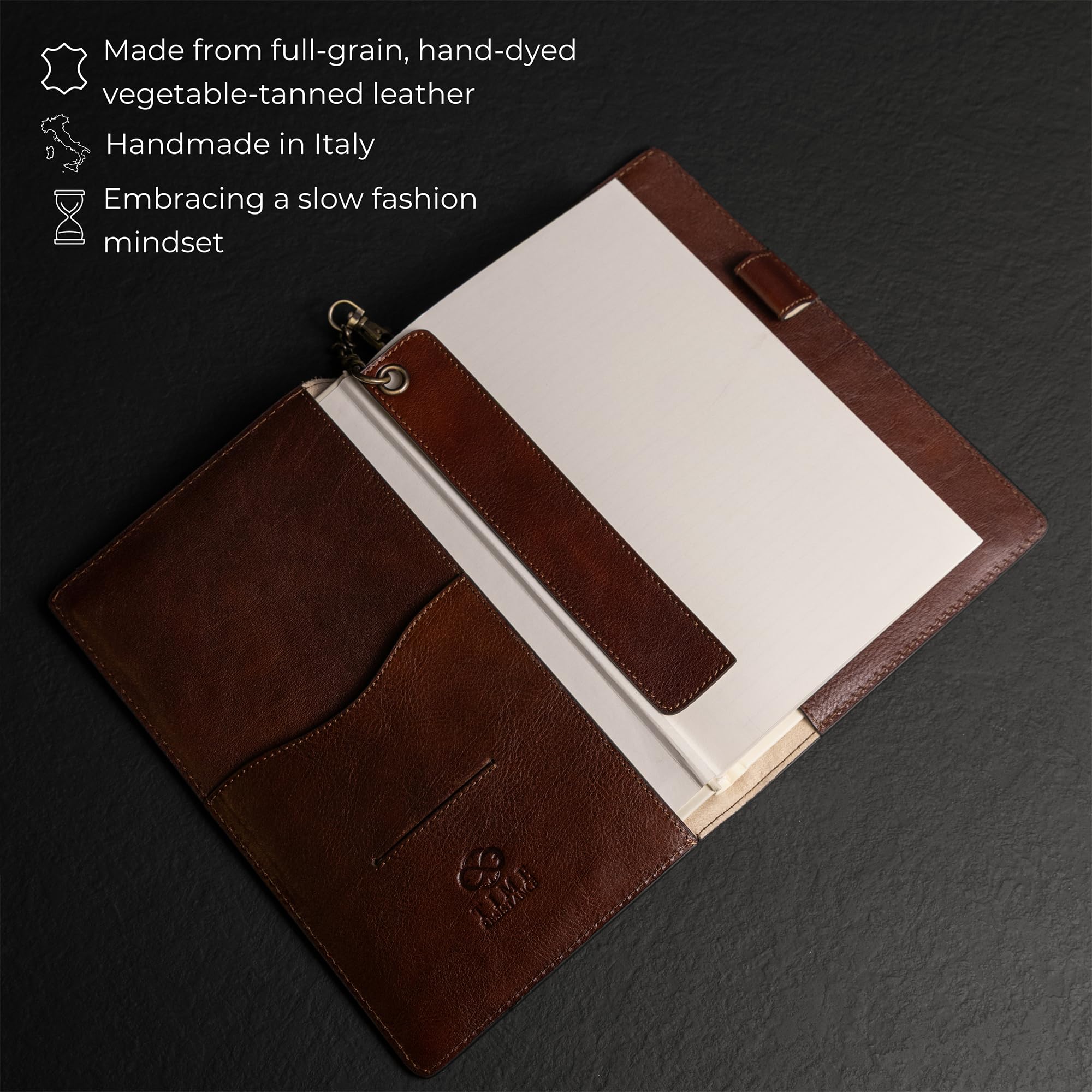 Time Resistance Leder Journal mit nachfüllbarem A5 Notizblock und Lesezeichen Notizbuch Cover mit Stifthalter Braun 5207801