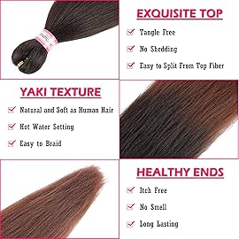 Pre Stretched Braiding Hair 12 Inch 8 Packs Ombre Short Kids Braiding Hair Natural Easy Braid Hot Water Setting Professional Synthetic Hair Extensions Soft Yaki Straight Texture (1B/30)