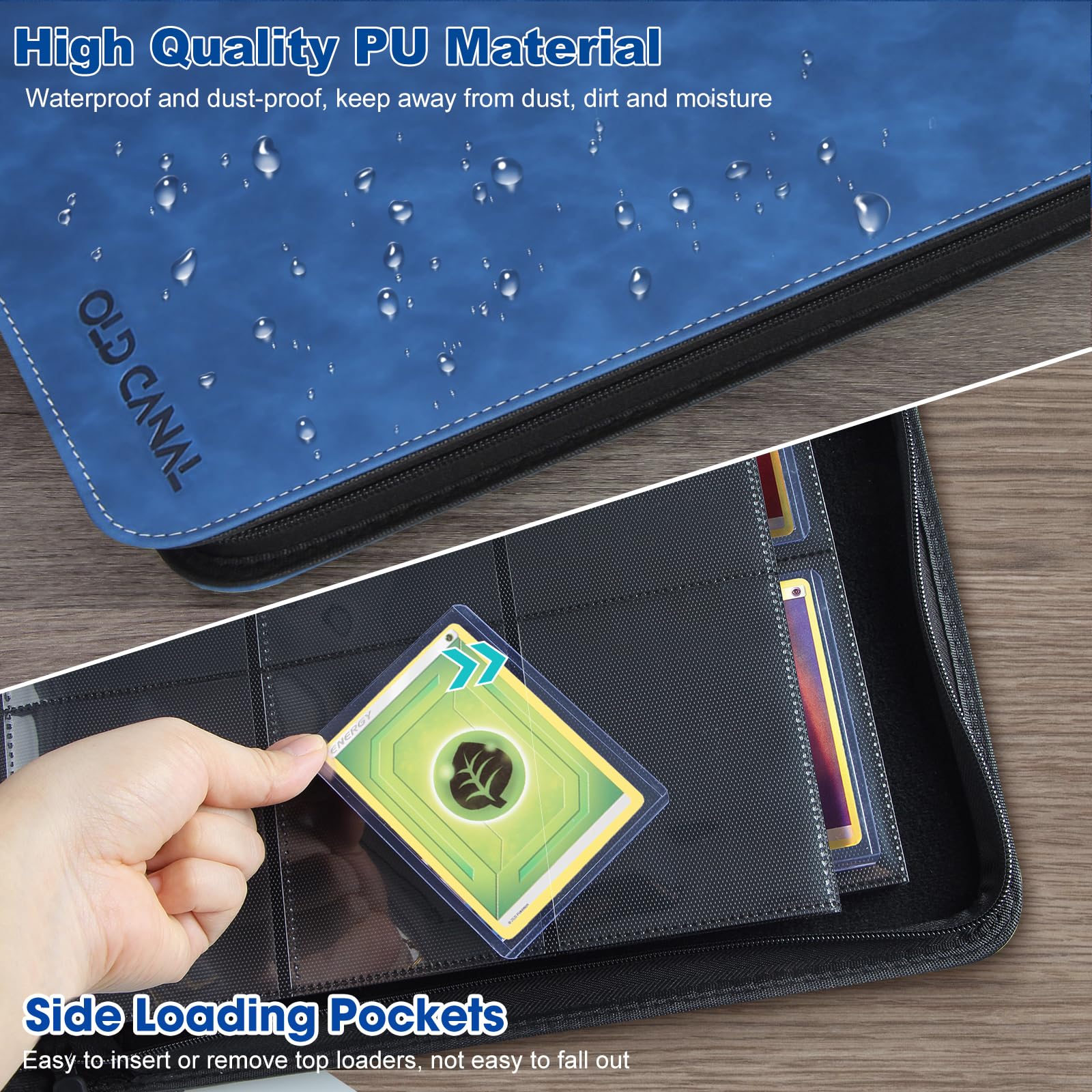 Old Canal Top Loader Binder, 9 Pockets Card Binder Holds 252 Top Loaders, Premium Trading Card Collection Holder, Top Loader Storage Album for TCG, Sports Cards, Sapphire Blue (FOR TOP LOADERS ONLY) - Image 3