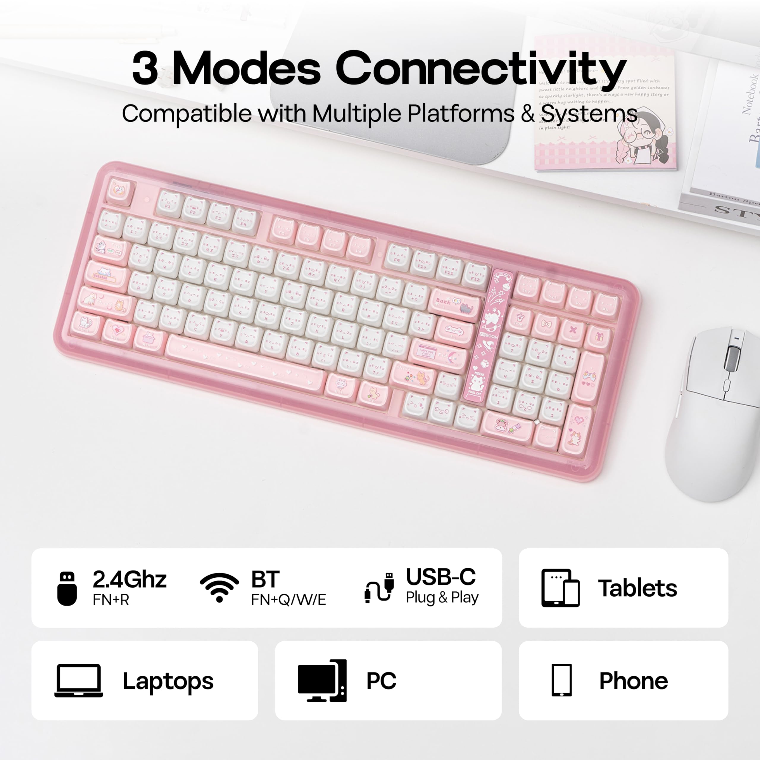 Amazon.co.jp: KiiBOOM Phantom 98 Lite 96% Wireless Gaming Keyboard 
