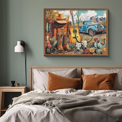 Miniatura 5 de PICKFORU Rompecabezas de plantas de cactus para adultos de 1000 piezas, rompecabezas de desiertos de vaquero de 1000 piezas de arte occidental,