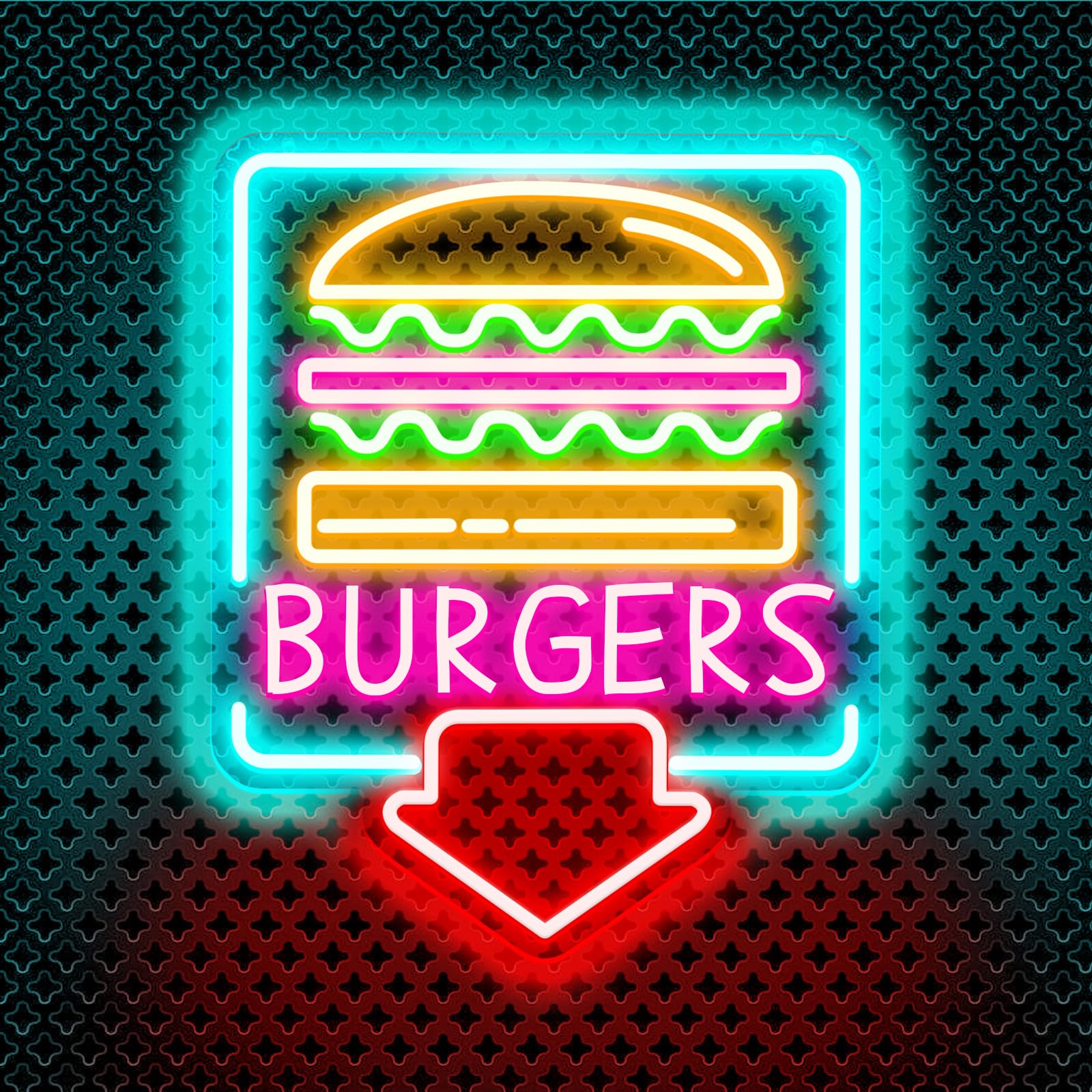 Burger LED Neon Signs Neon Lights for Wall Decor USB Light Up Sign for Hamburger Shop Led Business Sign Suitable for Fast Food Shops Bar Home Kitchen Restaurant Gift(12.6 * 10.24Inch)