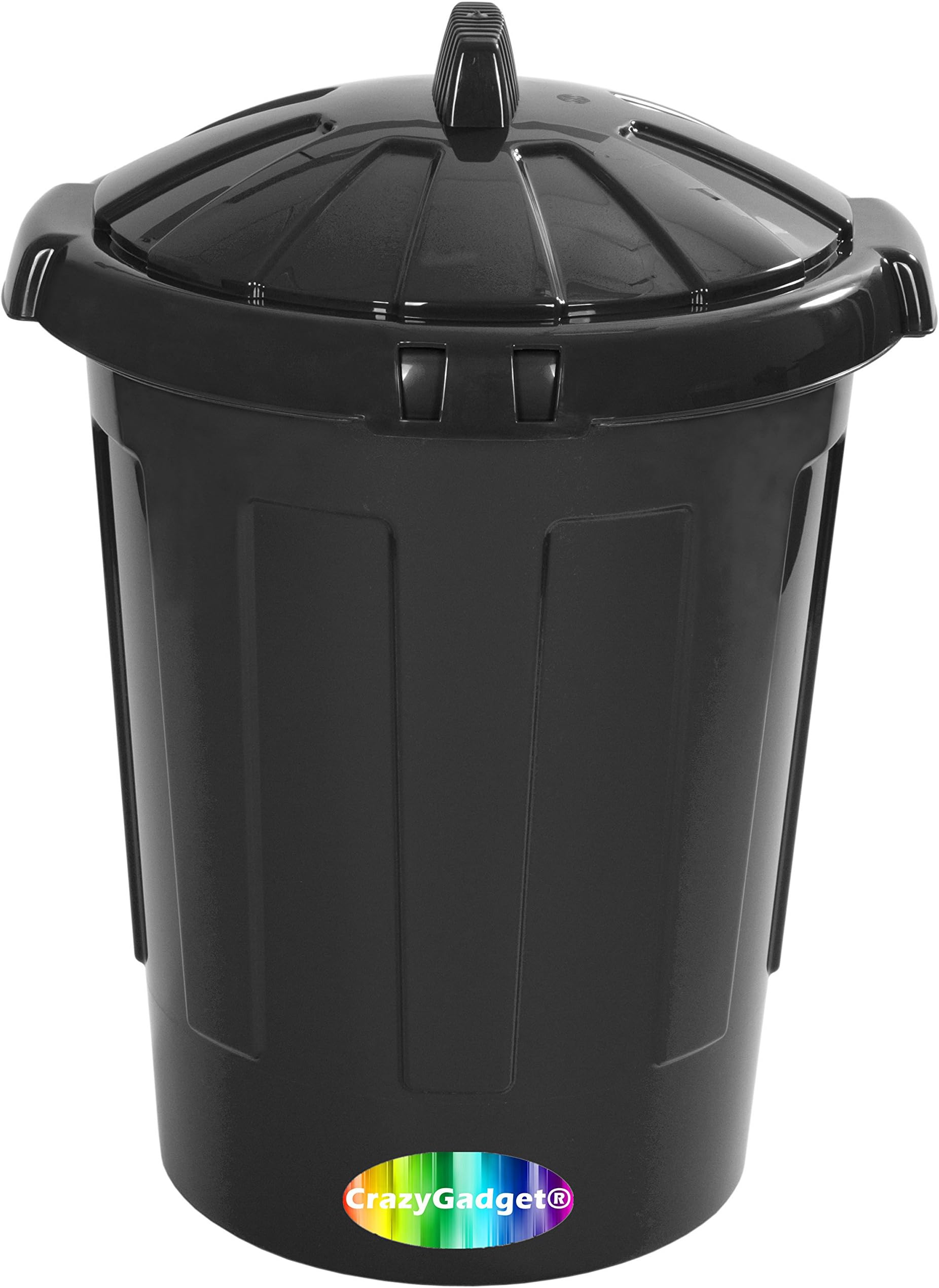 80 Litre 80L Extra Large Colour Plastic Dustbin Kitchen House Garden Storage Unit Bin with Clip Locking Lid (Black)