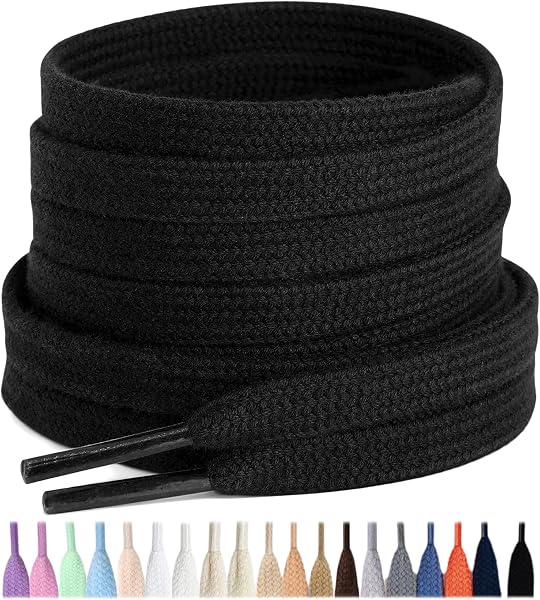Stepace 2 Pares Cordones Planos de 100% algodón 8 mm de Ancho Cordones para Zapatillas y Zapatos Deportivas - 1