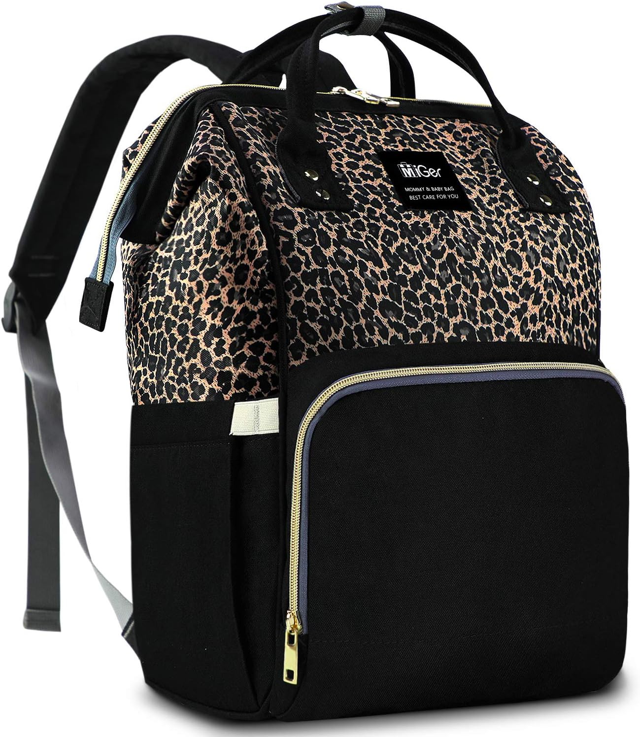 YOUNGFIT Diaper Bag Backpack, Diaper Bags for Baby Girl, Leopard Diaper Backpack Baby Bag