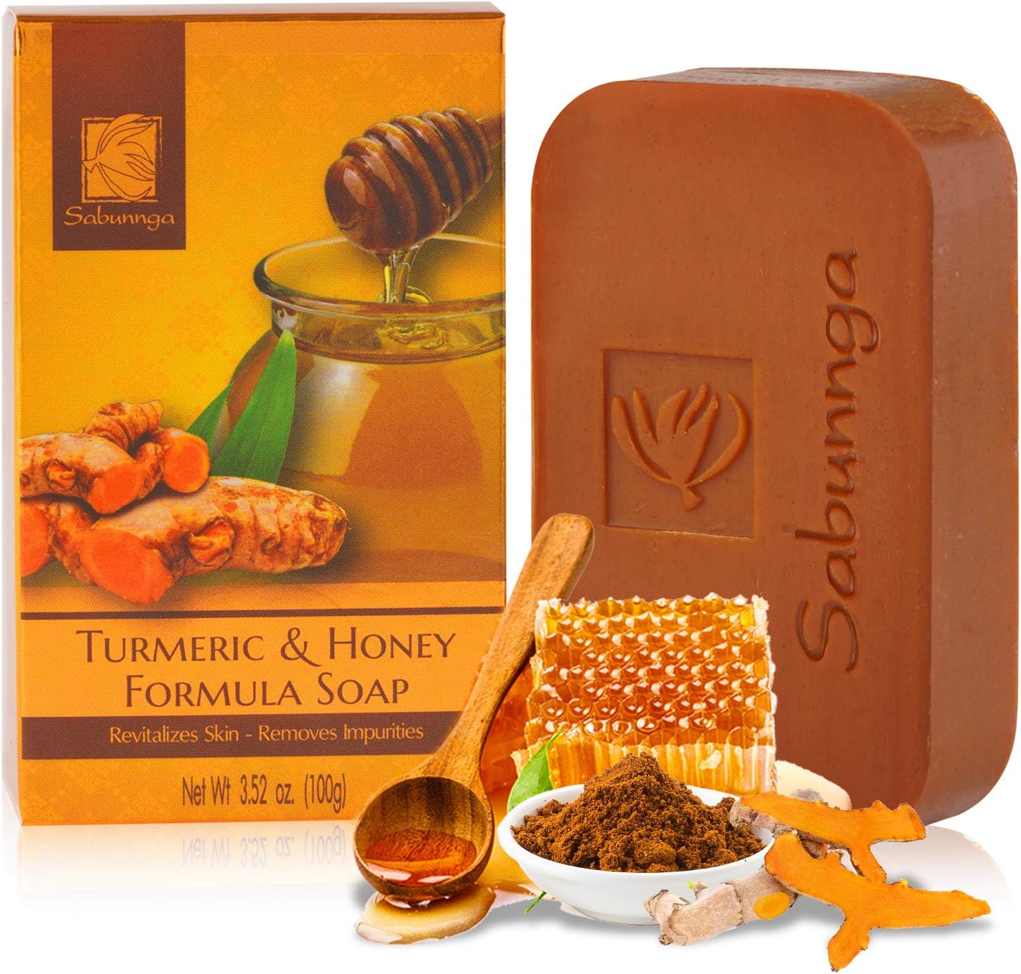 Turmeric Soap Bar - Natural Turmeric Soaps Honey , PH Balance Bars For Face & Body , Fade Dark Spots Gentle Exfoliating