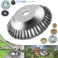Vista 1 de 8 Inch Steel Wire Rotary Weed Brush Cutter Trimmer Head for Weed Cutter Eater, Unbreakable Wired Trimmer Blade, Weed Trimmer Eater Head with Adapter