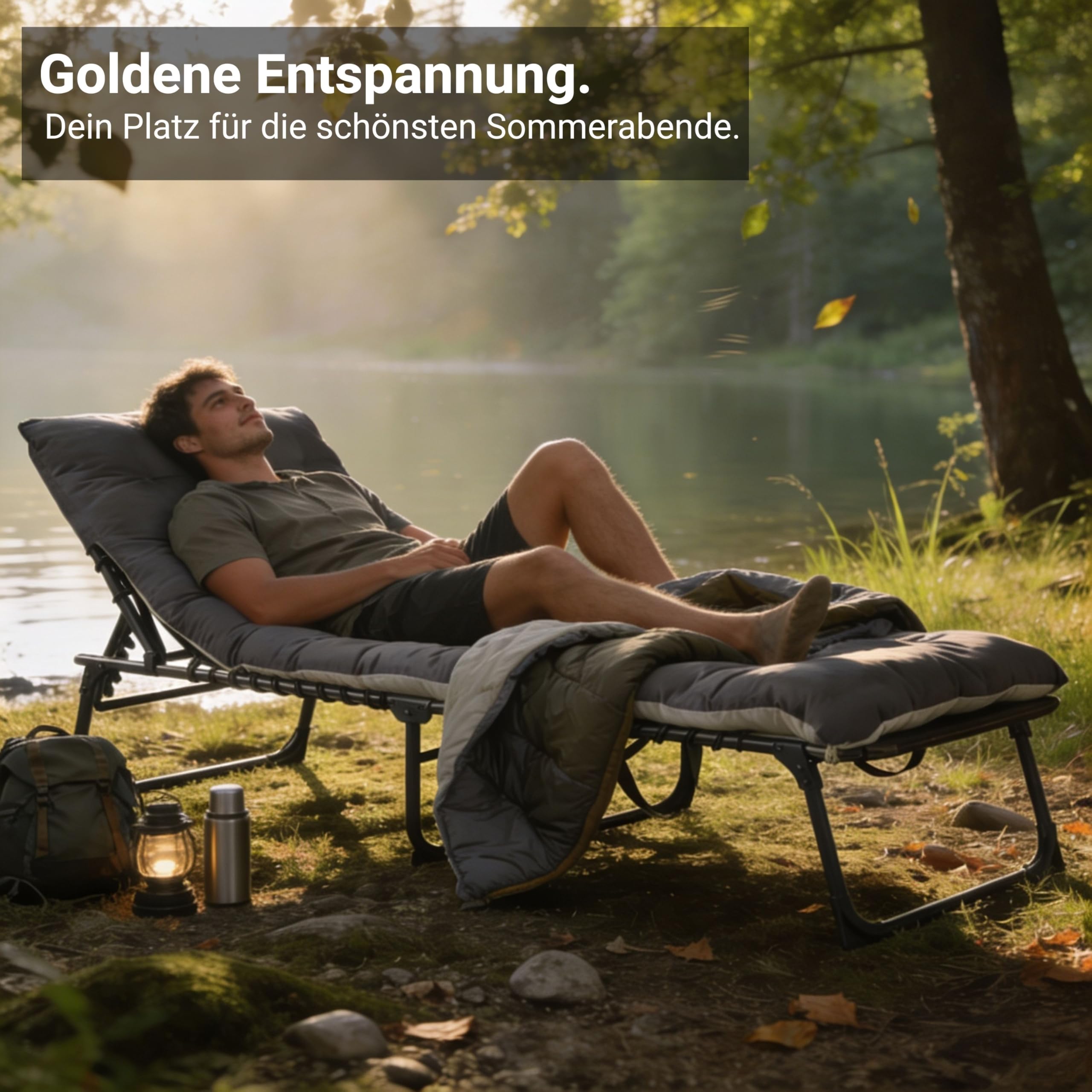 novaterra® Sonnenliege Klappbar – Stabiles XXL Campingbett mit Aluminiumgestell – Klappbett Camping & Outdoor Feldbett – Komfortables Camping Bett/Camping Liege für Reisen & Gäste