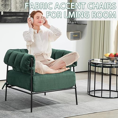 Miniatura 21 de Juego de 2 sillas decorativas de terciopelo, modernos sillones copetudos con botones y patas de metal, pequeñas y cómodas sillas tapizadas para sala