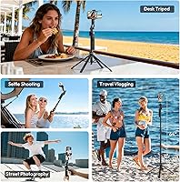 Vista 7 de ULANZI TT23 - Trípode de seguimiento facial automático de 64 pulgadas para iPhone/Android con control remoto, palo selfie giratorio de 360° que