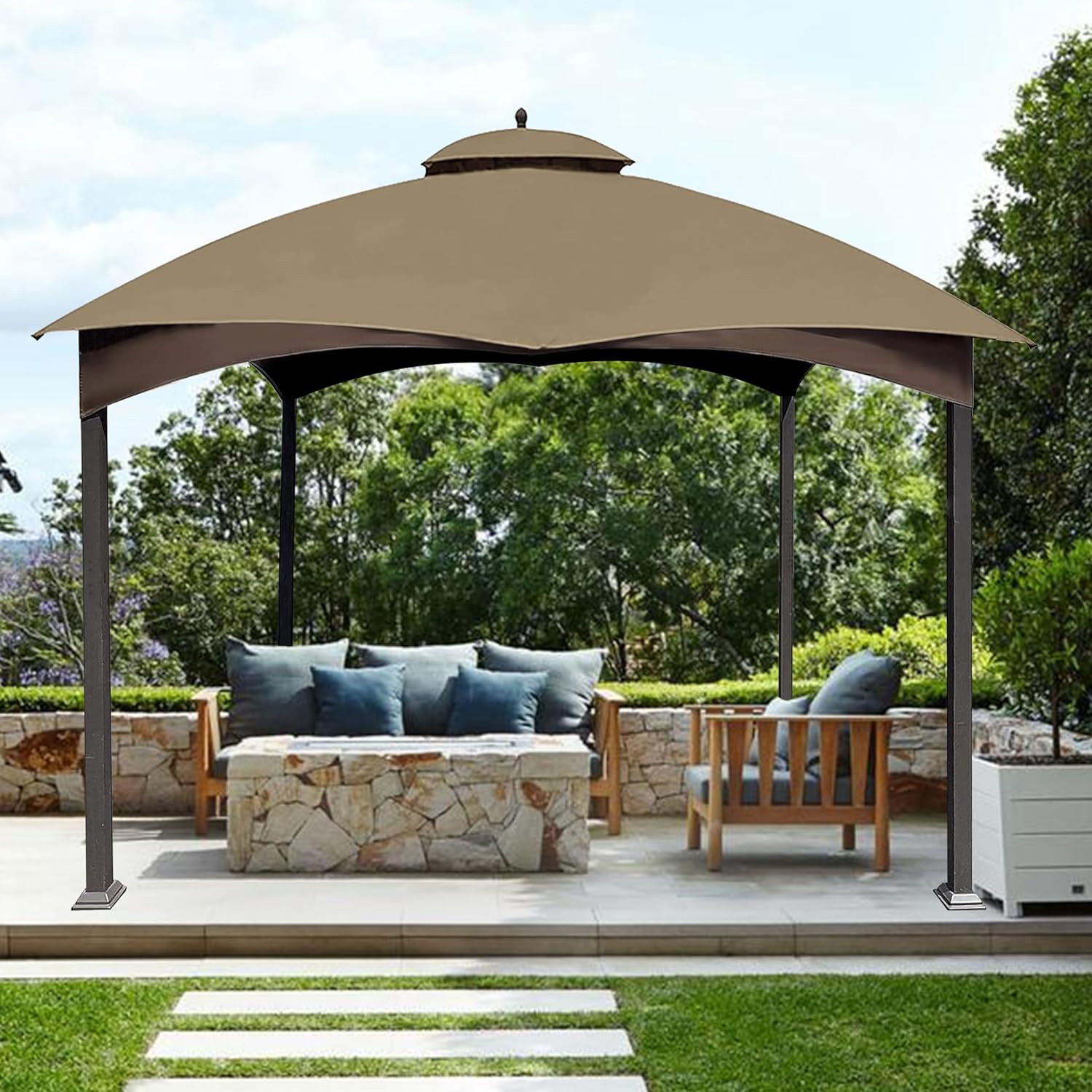 Khaki 10X12 Replacement Gazebo Cover for Lowe's Gazebo Model #TPGAZ17-002C,TPGAZ17-002