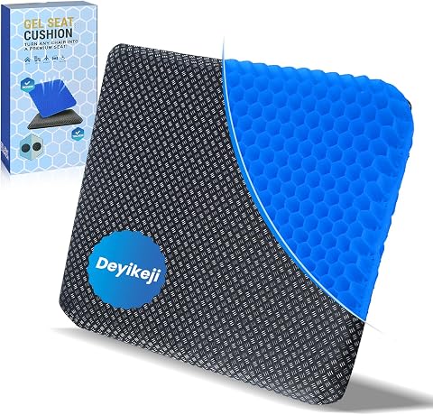 Cojín Grande de Gel para Silla, Anti-Decúbito, Almohada Flexible de Apoyo para Asiento, Alivio de Fatiga (Azul Intenso, 47×44×4cm)