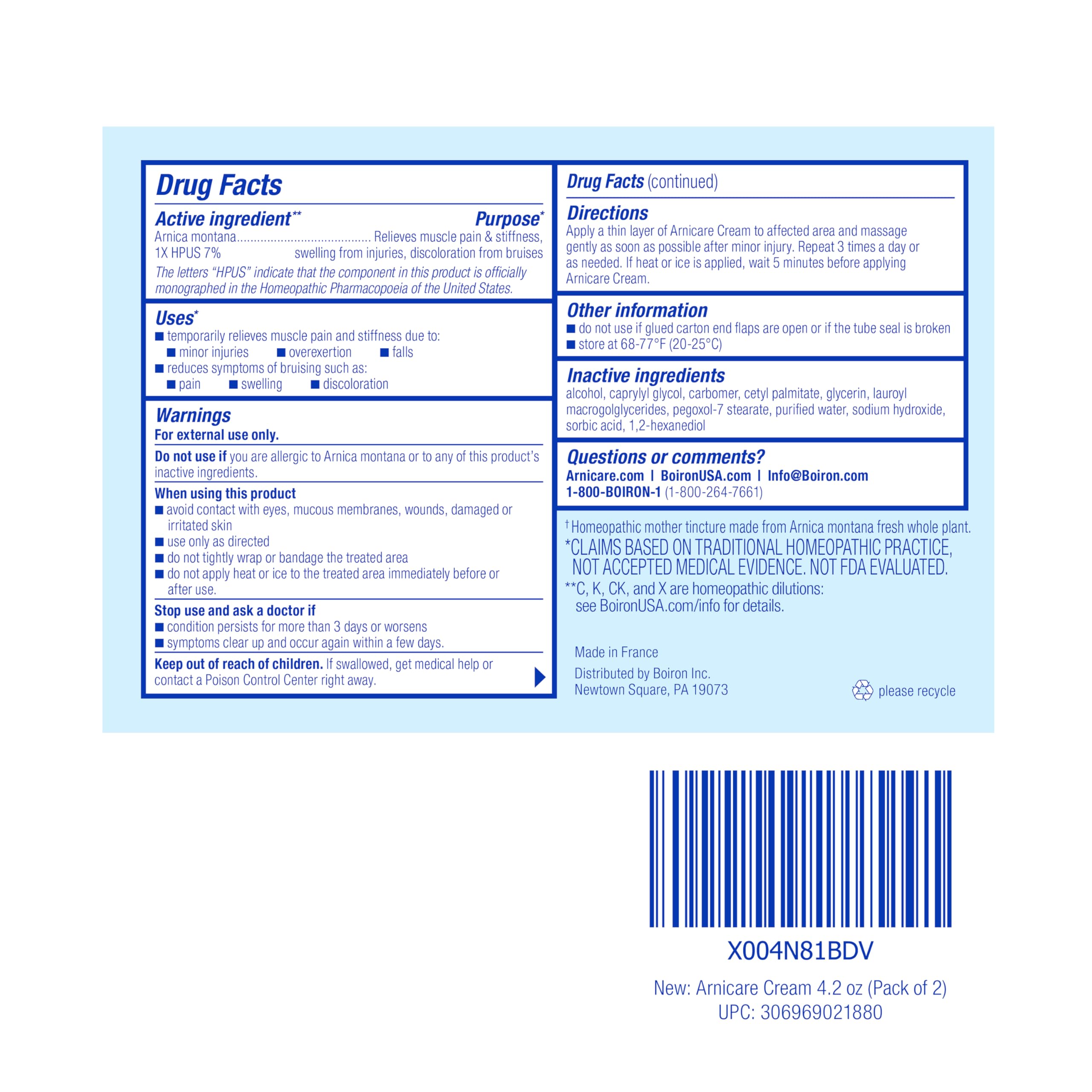 Boiron Arnicare Cream 4.2 oz (Twin Pack) for Joint Pain, Muscle Pain Relief, Swelling, Soreness, Stiffness, and Bruises - Fast Absorbing and Fragrance-Free Arnica — Amazon image 7