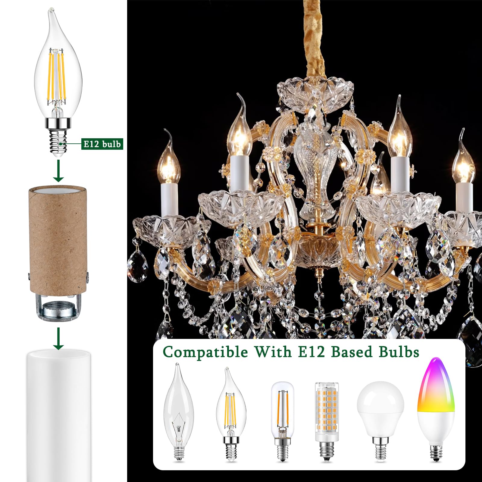 E12 Candelabra Socket - Ceramic Light Holder -5 E12 Candelabra Socket - Ceramic Light Holder -5